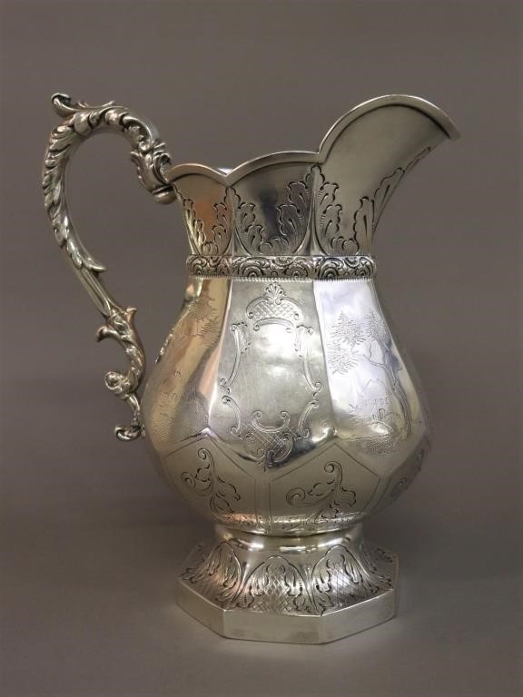 Coin silver water pitcher by Canfield 3112bf