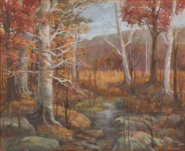 Fall landscape with harvest scene