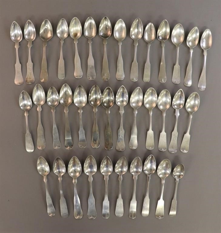 Approximately 38 coin silver teaspoons  3112e4