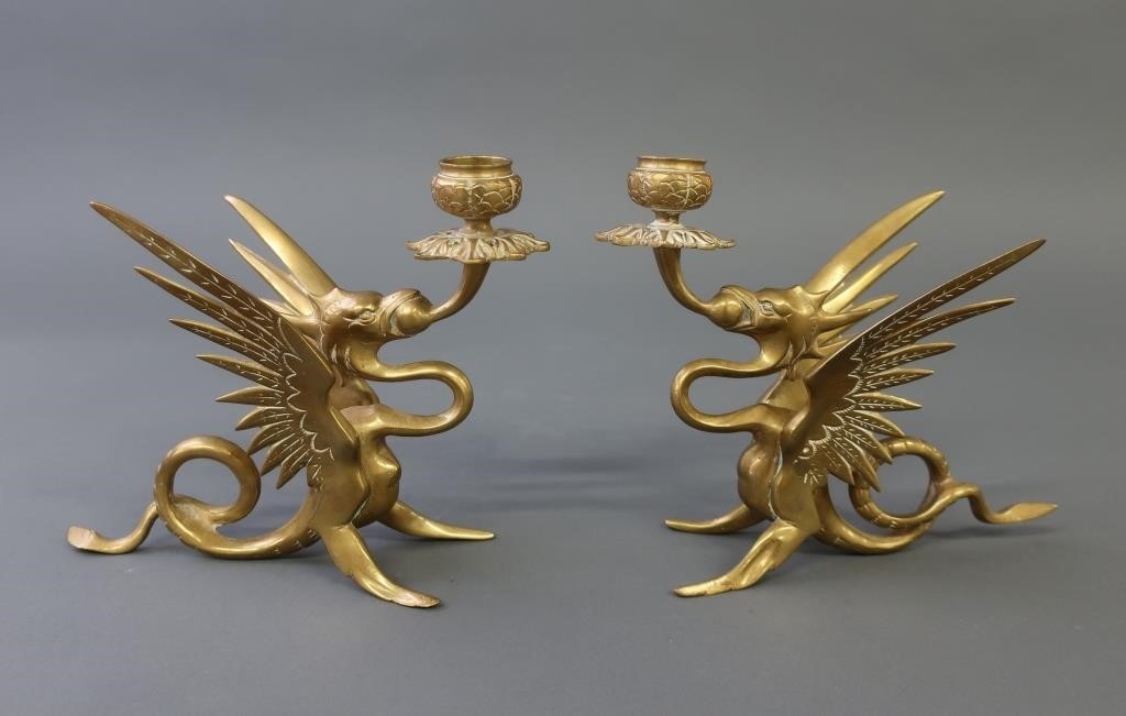 Pair of Tiffany Co brass dragon 311337