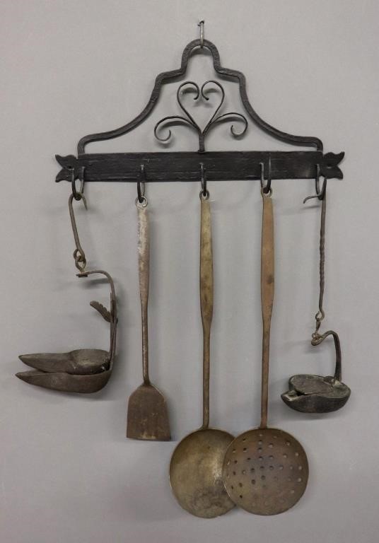 Wrought iron kitchen utensil rack