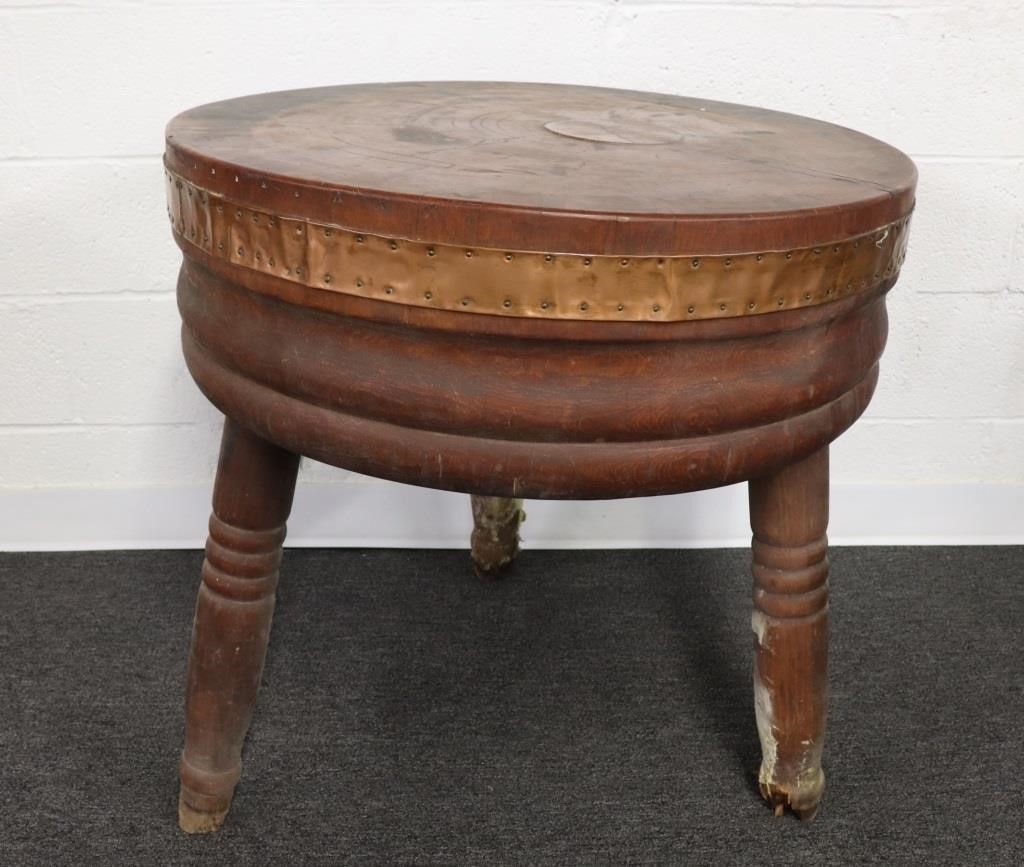 Large maple wood carved round table