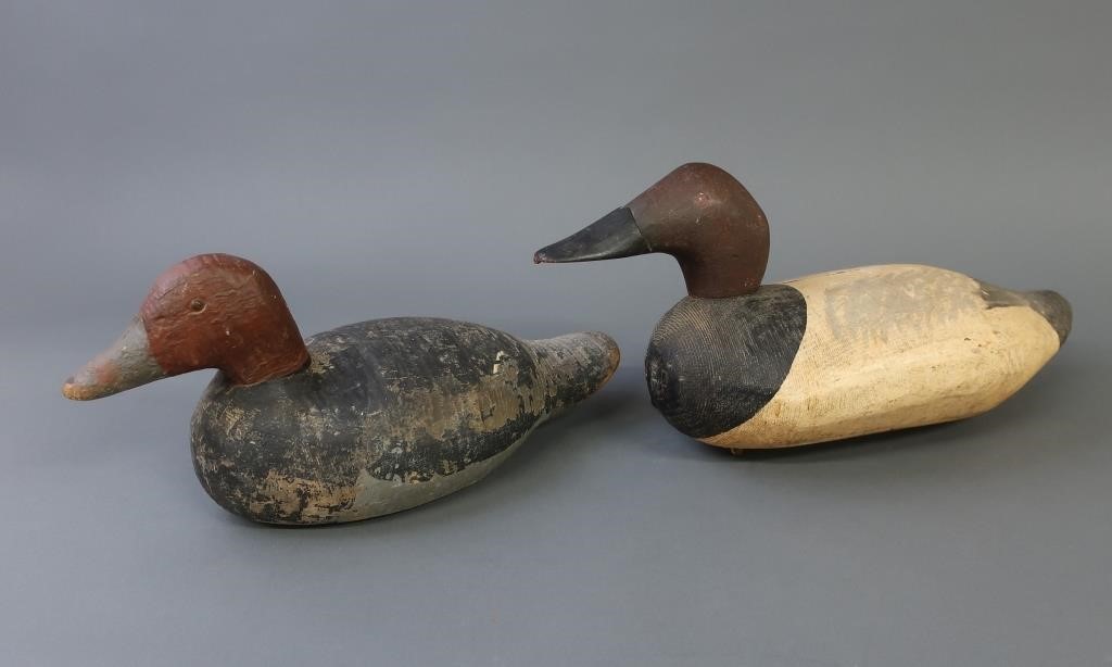 Canvasback decoy stamped "V.E.D.",