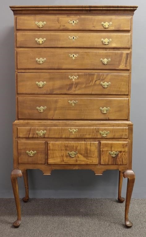 New England Queen Anne maple highboy 3113af