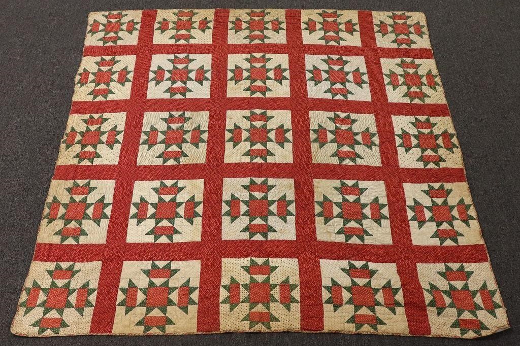 Colorful blocked quilt with star 31143b