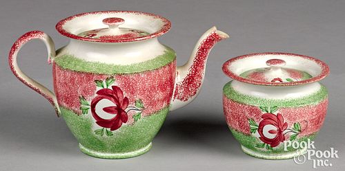 RED AND GREEN SPATTER TEAPOT AND 311449