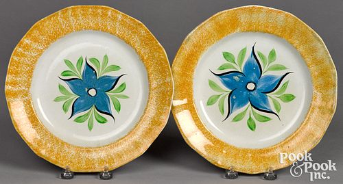 PAIR OF YELLOW SPATTER PLATESPair 311462