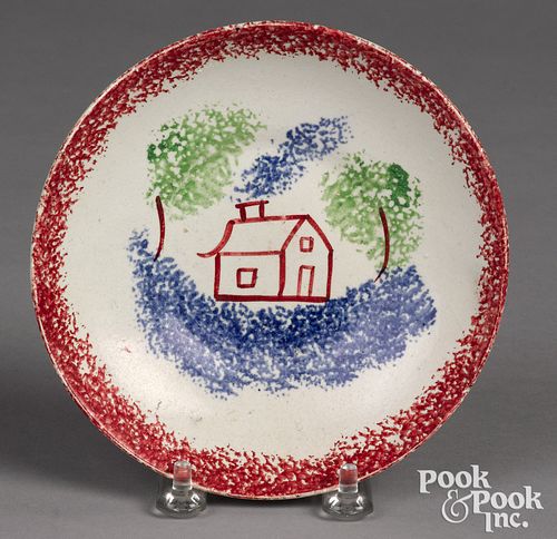 RED SPATTER SAUCER WITH AN UNUSUAL 311483