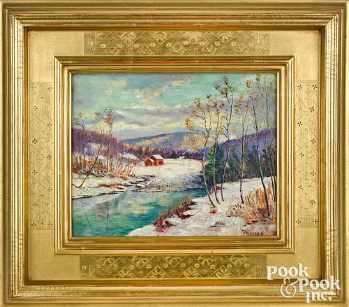 FREDERICK WAGNER OIL ON BOARD WINTER 3114a4