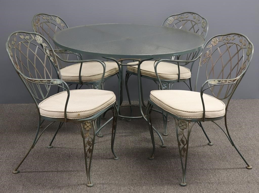 Five piece wrought iron patio set