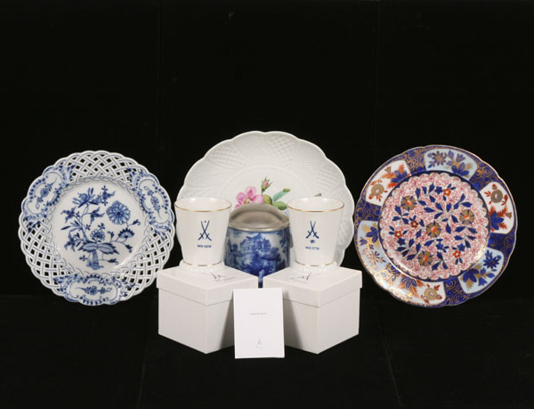 Three German hand painted porcelain