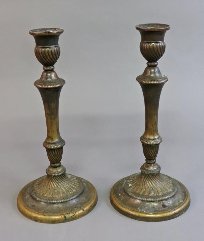 Pair of Sheffield silver plate weighted