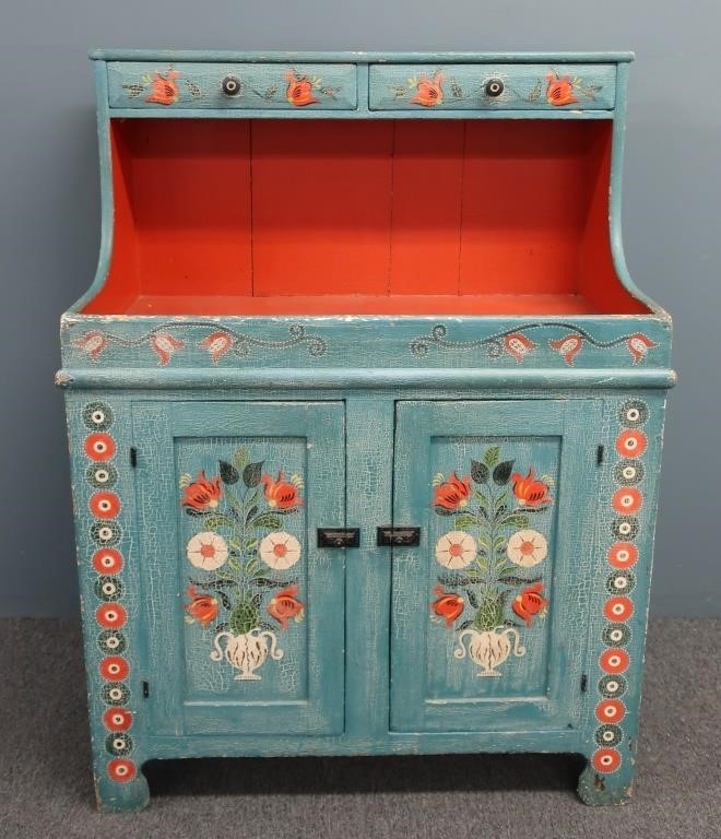 High back dry sink, circa 1840, with