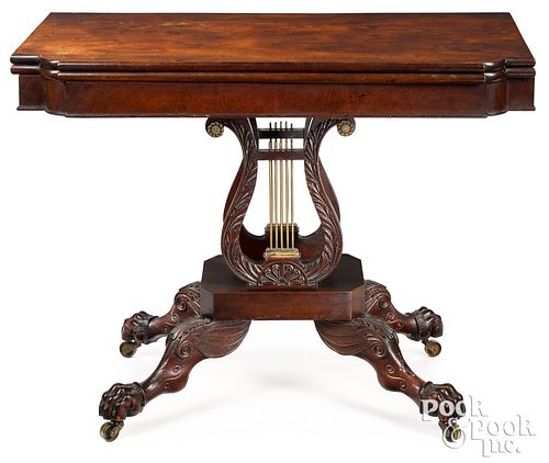 CLASSICAL MAHOGANY CARD TABLE, CA. 1820Classical