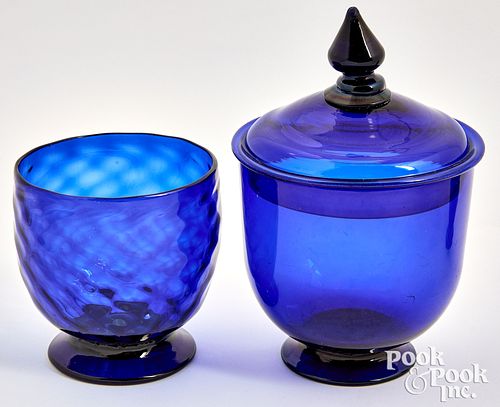 STIEGEL COBALT GLASS OPEN SUGAR