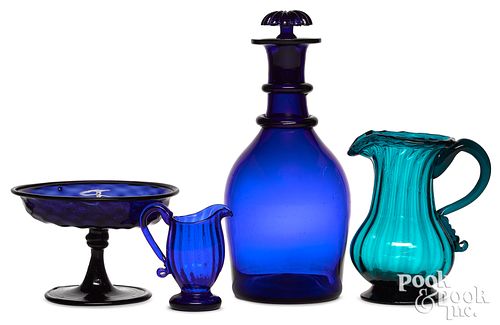 FOUR PIECES OF ENGLISH GLASS, 19TH