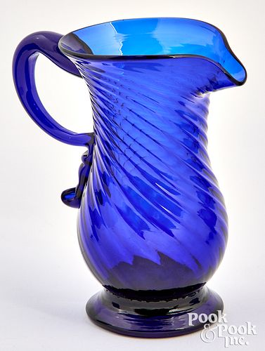 PITTSBURGH COBALT GLASS CREAM PITCHER  311549