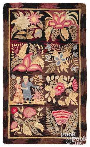 COURTING COUPLE HOOKED RUG LATE 311563