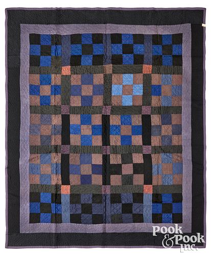 OHIO AMISH NINE PATCH QUILT, CA.