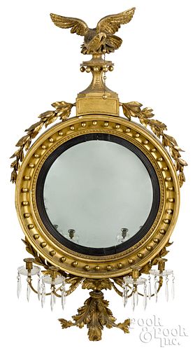 CARVED GILTWOOD CONVEX MIRROR,