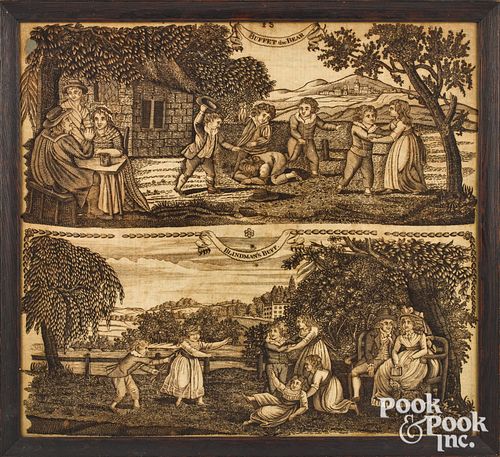 ENGRAVED HANDKERCHIEF, EARLY 19TH