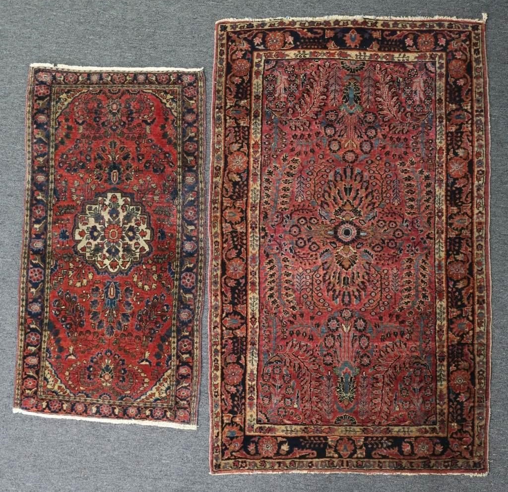 Two red Sarouk mats, 5'4"l x 3'2