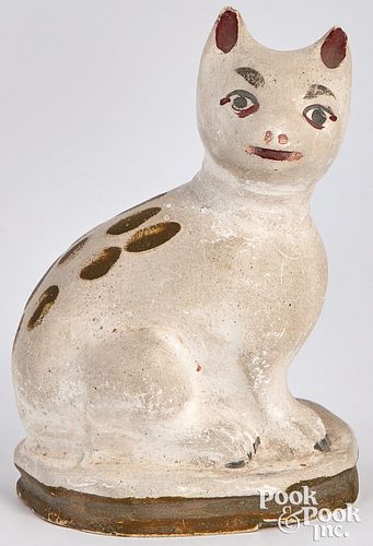 PENNSYLVANIA CHALKWARE SEATED CAT,