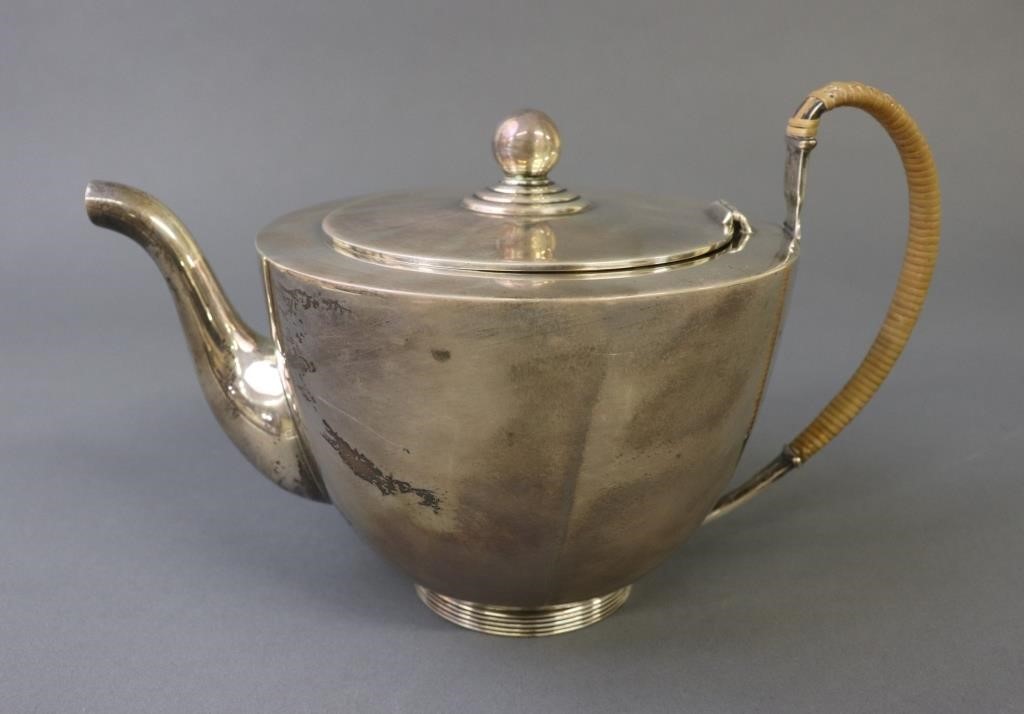 Mid-century modern sterling silver teapot,