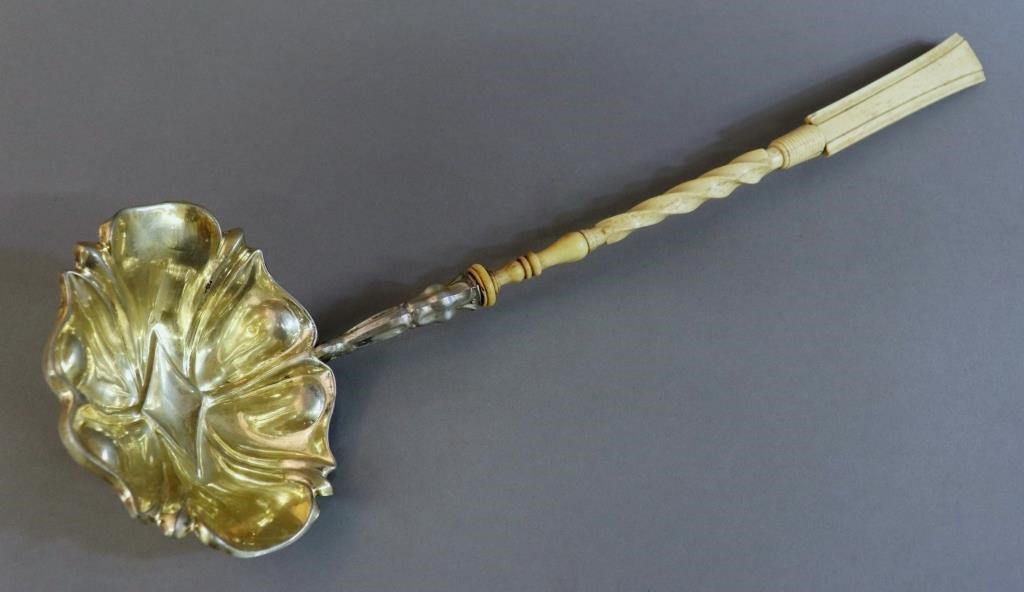 Silver ladle with carved bone handle 3115c6