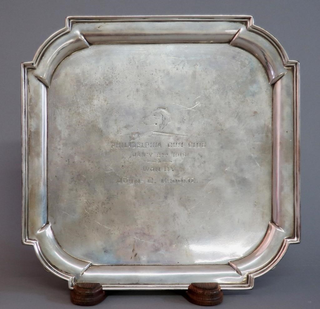 English silver tray inscribed,