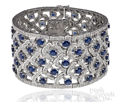 18K WHITE GOLD SAPPHIRE AND DIAMOND 3115d2