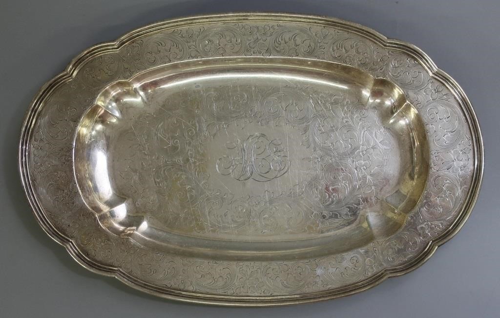 Sterling silver oval platter, 16"l