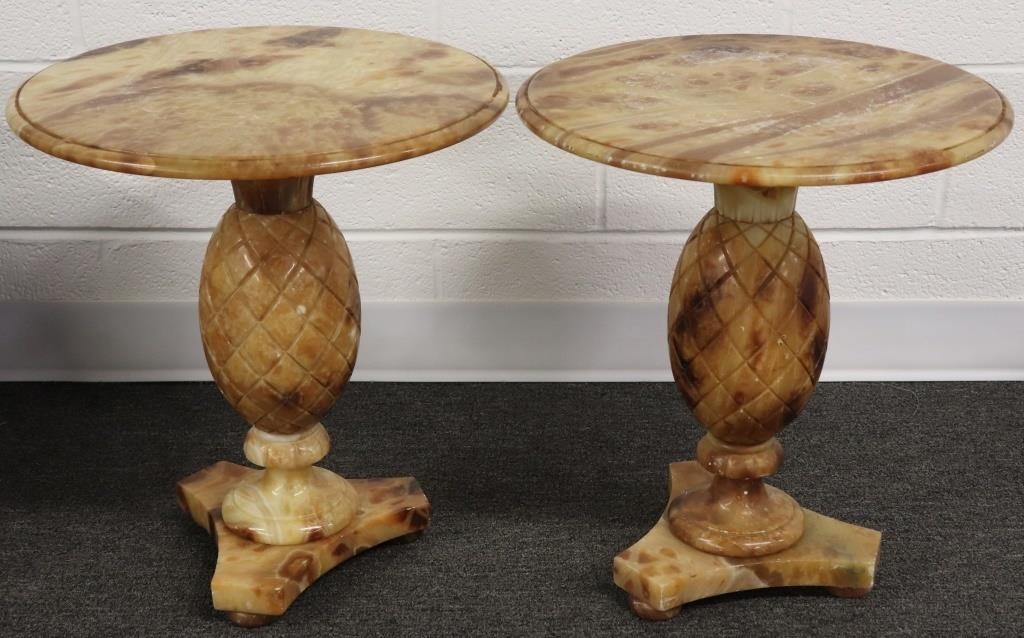 Pair of Italian marble end tables,