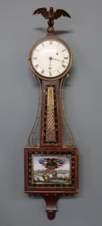Presentation mahogany banjo clock, clock