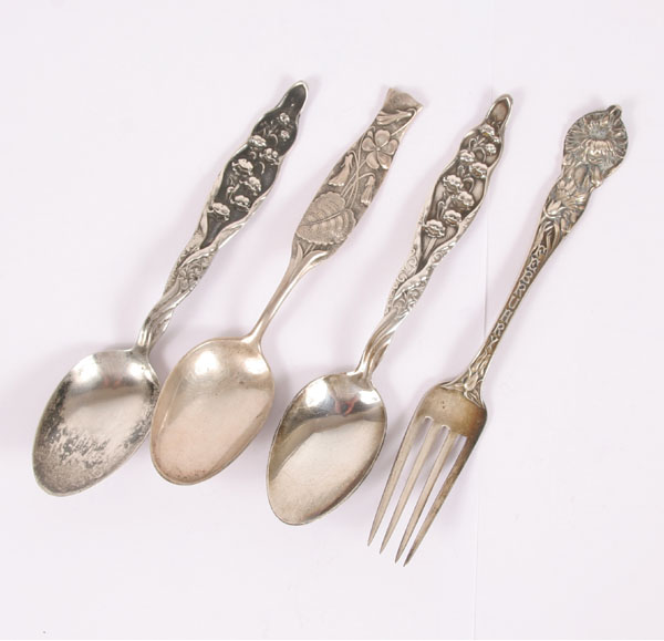 Sterling flatware pieces; two Whiting