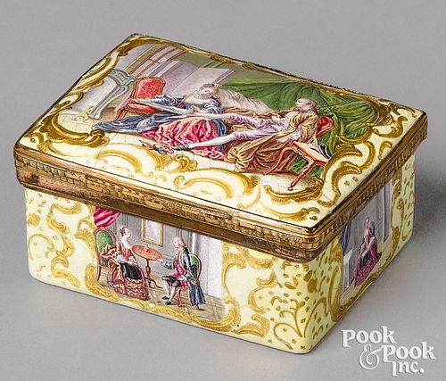 ENGLISH ENAMEL BOX, 18TH C.English