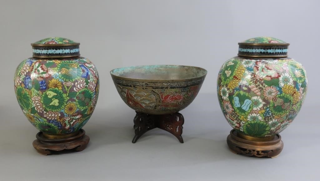 Pair of Chinese cloisonn ginger 31164d