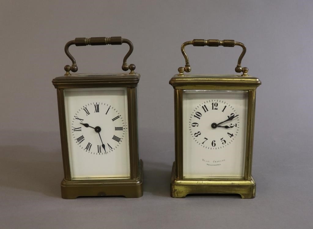 Two carriage clocks, one signed