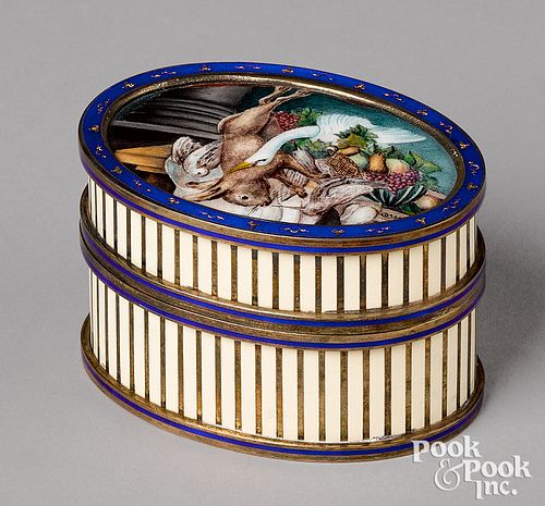 ITALIAN SILVER GILT AND ENAMEL BOX,