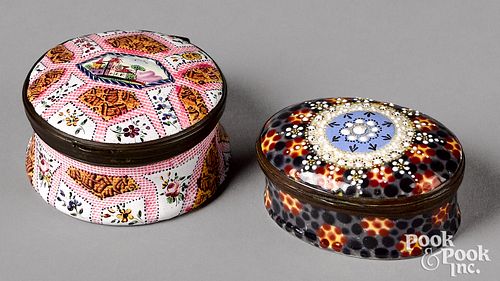 TWO ENGLISH ENAMEL BOXES, 18TH