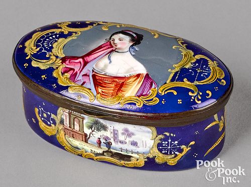 ENGLISH ENAMEL BOX, 18TH C.English