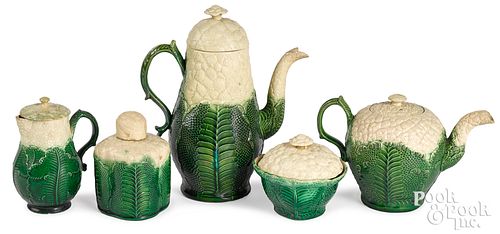 STAFFORDSHIRE FIVE-PIECE TEA AND