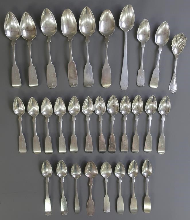 Coin silver spoons by various makers