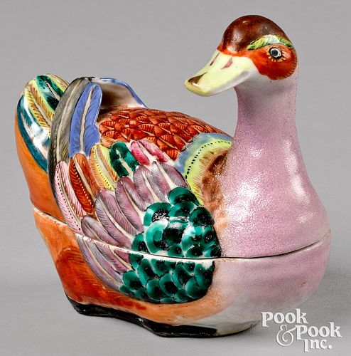 CHINESE EXPORT PORCELAIN DUCK TUREEN,