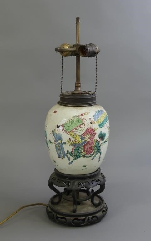 Chinese porcelain table lamp, 19th c.,