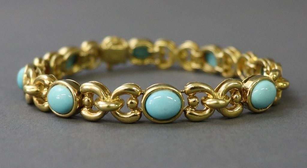 18 karat gold and turquoise ladies