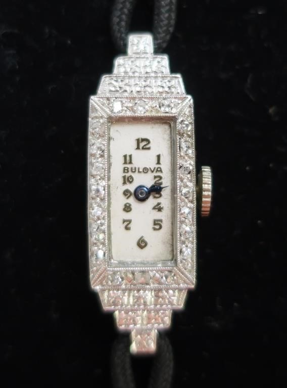 Art Deco Bulova ladies platinum 3116d0