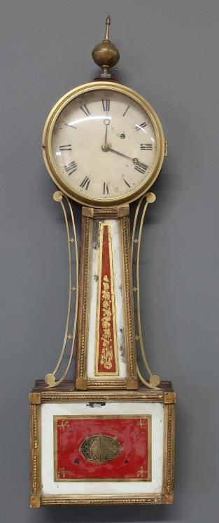 American mahogany banjo clock, early