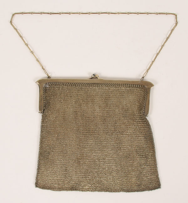 Sterling Deco mesh purse; gold wash,