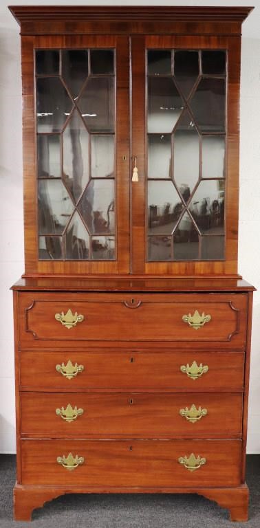 Georgian mahogany two-part secretary